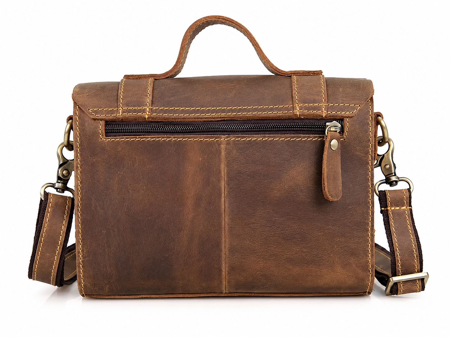 Unisex Full-Grain Leather Crossbody Satchel – iPad Mini Office & Everyday Bag