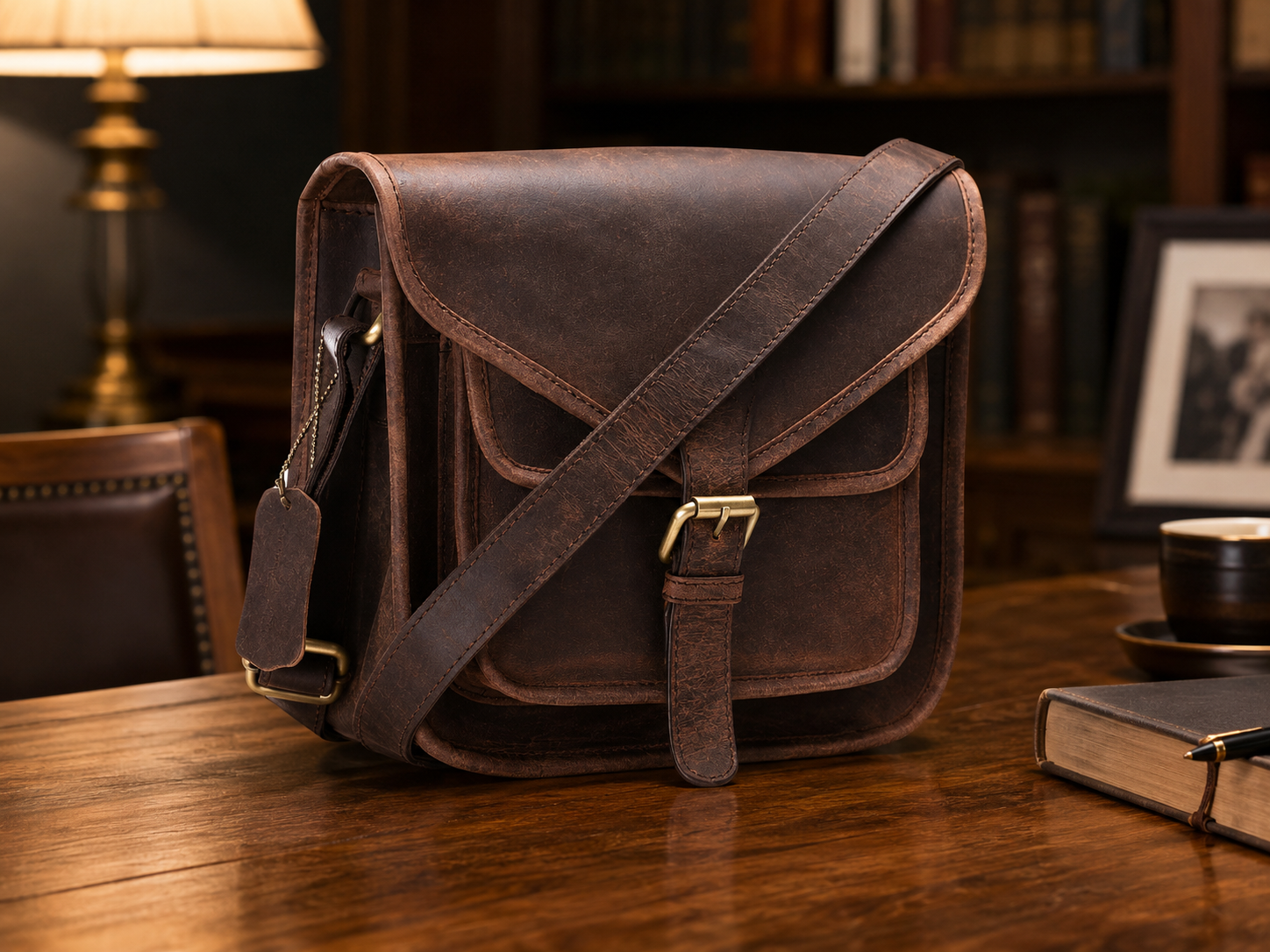 Sedona Vintage Buffalo Leather Crossbody Bag – Compact Everyday Satchel