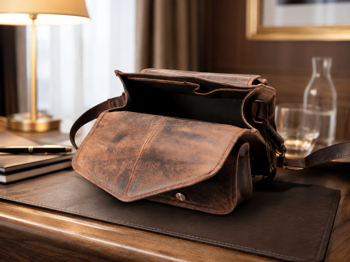 Sedona Vintage Buffalo Leather Crossbody Bag – Compact Everyday Satchel