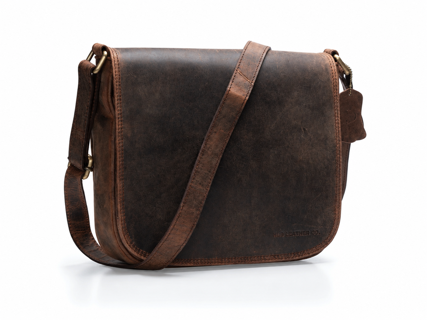 Shanti Vintage Full-Grain Leather Crossbody Bag – Chocolate Brown Everyday Satchel