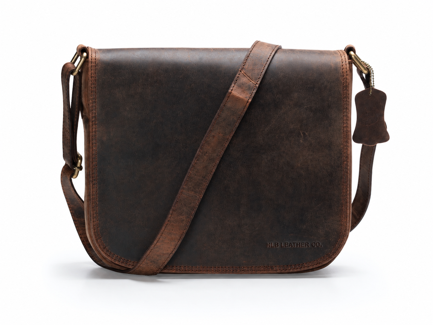 Shanti Vintage Full-Grain Leather Crossbody Bag – Chocolate Brown Everyday Satchel