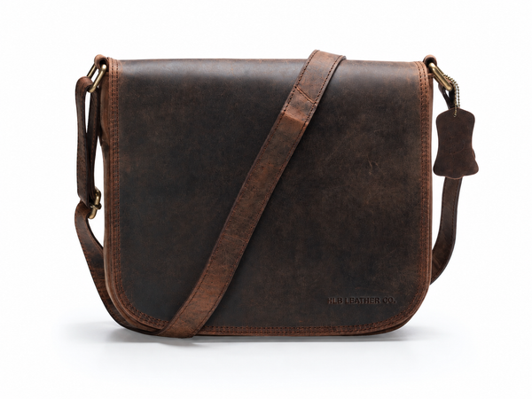 Shanti Vintage Full-Grain Leather Crossbody Bag – Chocolate Brown Everyday Satchel