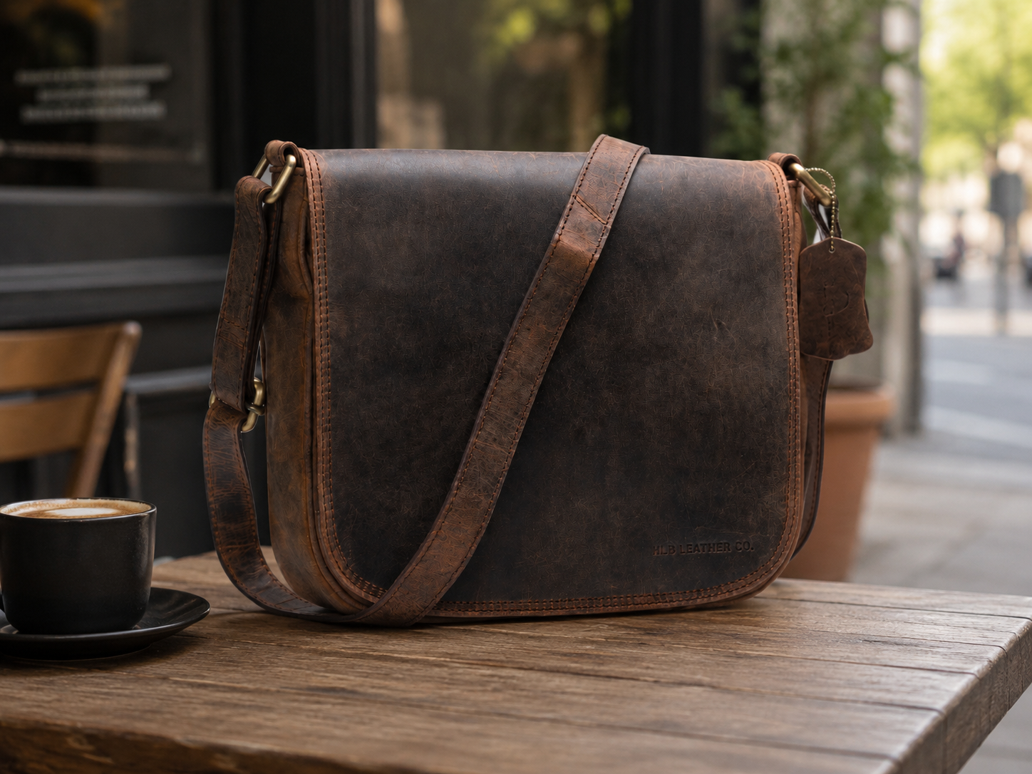 Shanti Vintage Full-Grain Leather Crossbody Bag – Chocolate Brown Everyday Satchel