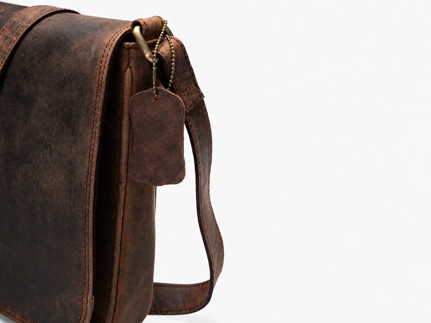 Shanti Vintage Full-Grain Leather Crossbody Bag – Chocolate Brown Everyday Satchel