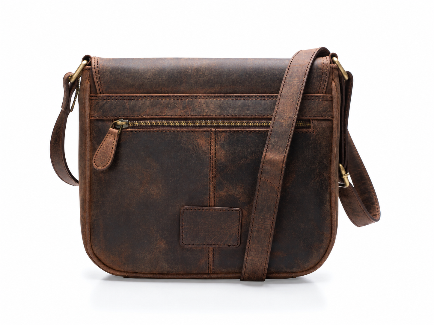 Shanti Vintage Full-Grain Leather Crossbody Bag – Chocolate Brown Everyday Satchel
