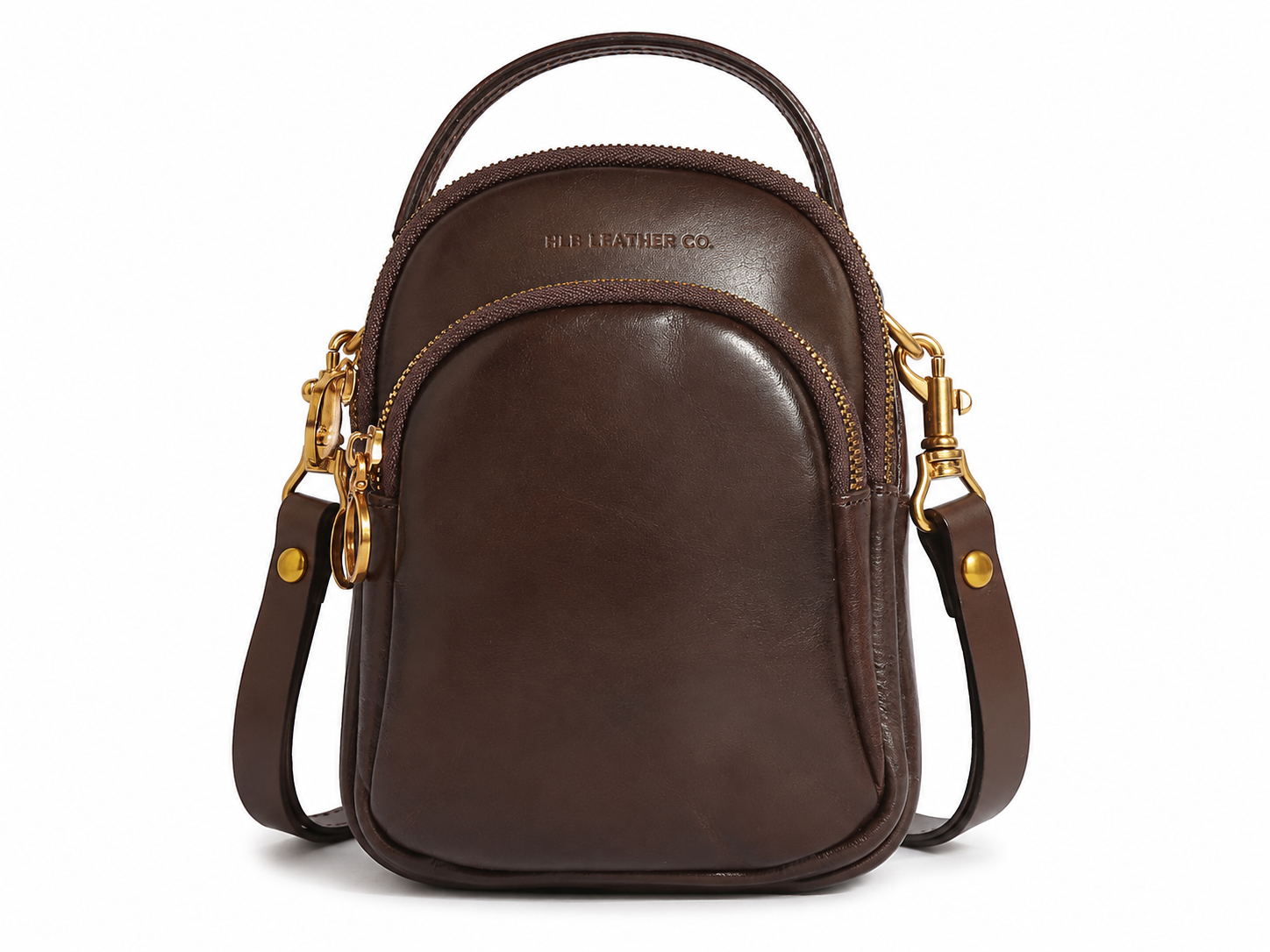 Soft Vegetable-Tanned Leather Crossbody Bag – Multi-Compartment Everyday Purse