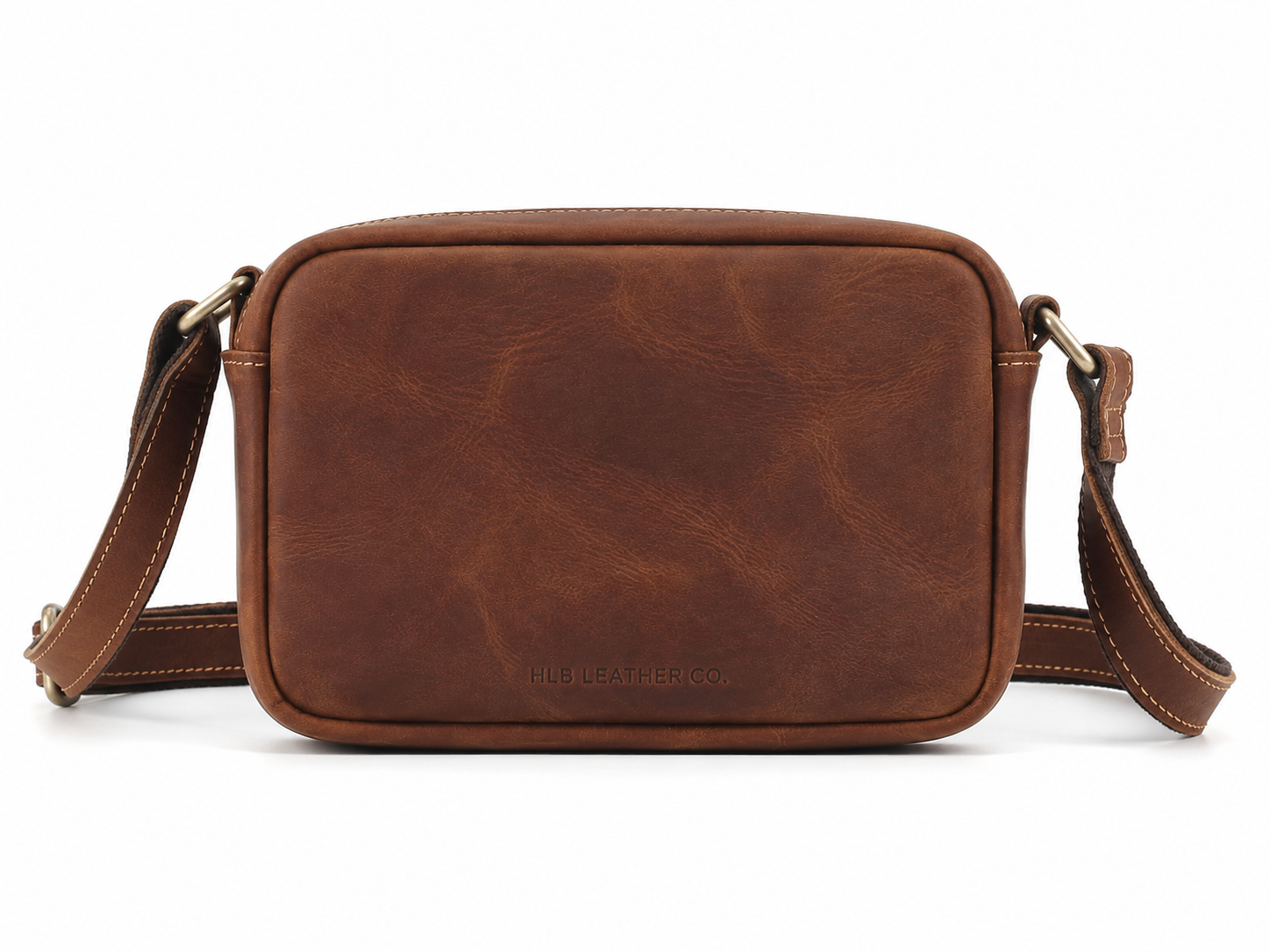 Vintage Full-Grain Leather Mini Crossbody Bag – Hand-Stitched Everyday Purse