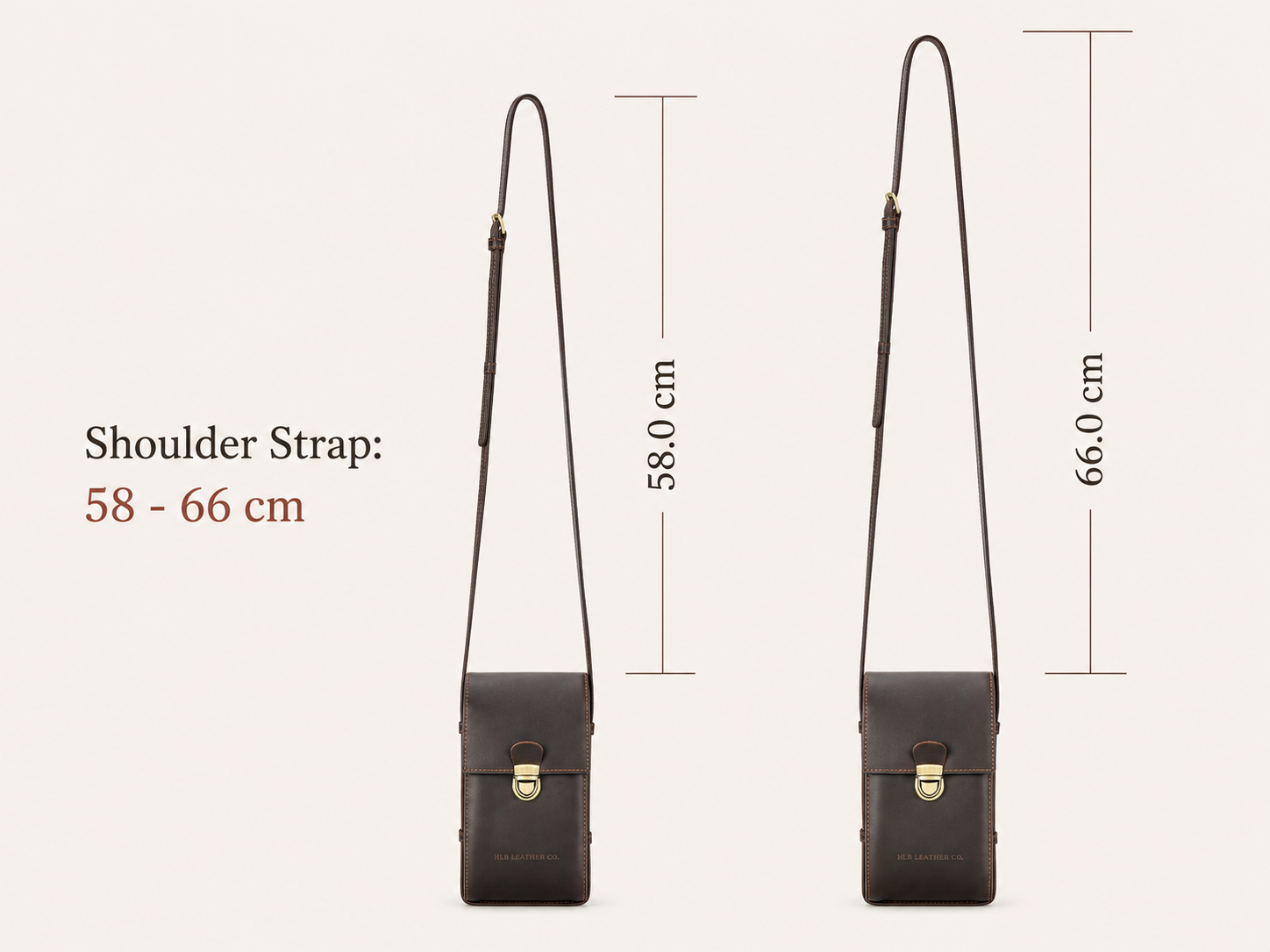 Women's Mini Full-Grain Leather Crossbody Phone Bag – Buckle Shoulder Purse for 6.7" Phones