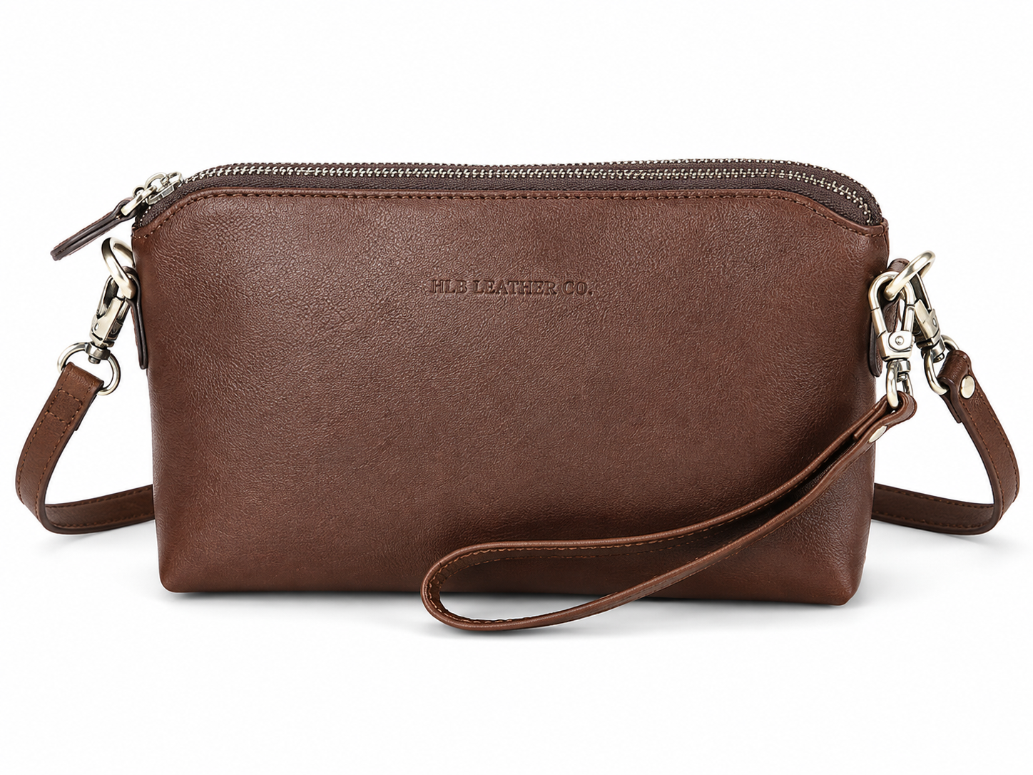 Women's Mini Leather Crossbody Clutch – 3-in-1 Shoulder, Wristlet & Phone Bag