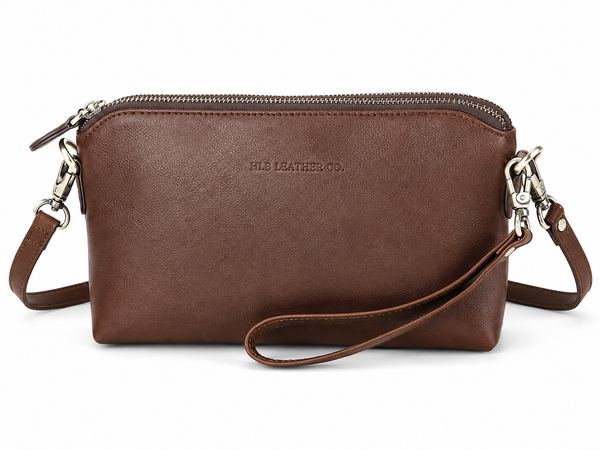 Women's Mini Leather Crossbody Clutch – 3-in-1 Shoulder, Wristlet & Phone Bag