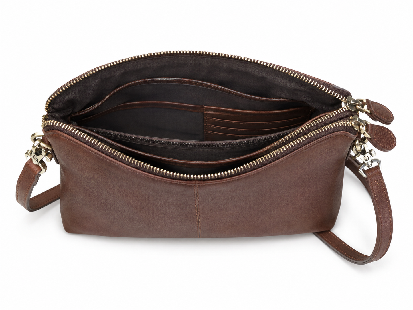 Women's Mini Leather Crossbody Clutch – 3-in-1 Shoulder, Wristlet & Phone Bag