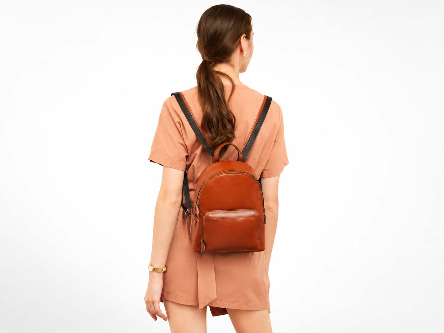 Leather Backpack Women Top Grain Natural Cowhide Leather City Backpack Travel Rucksack