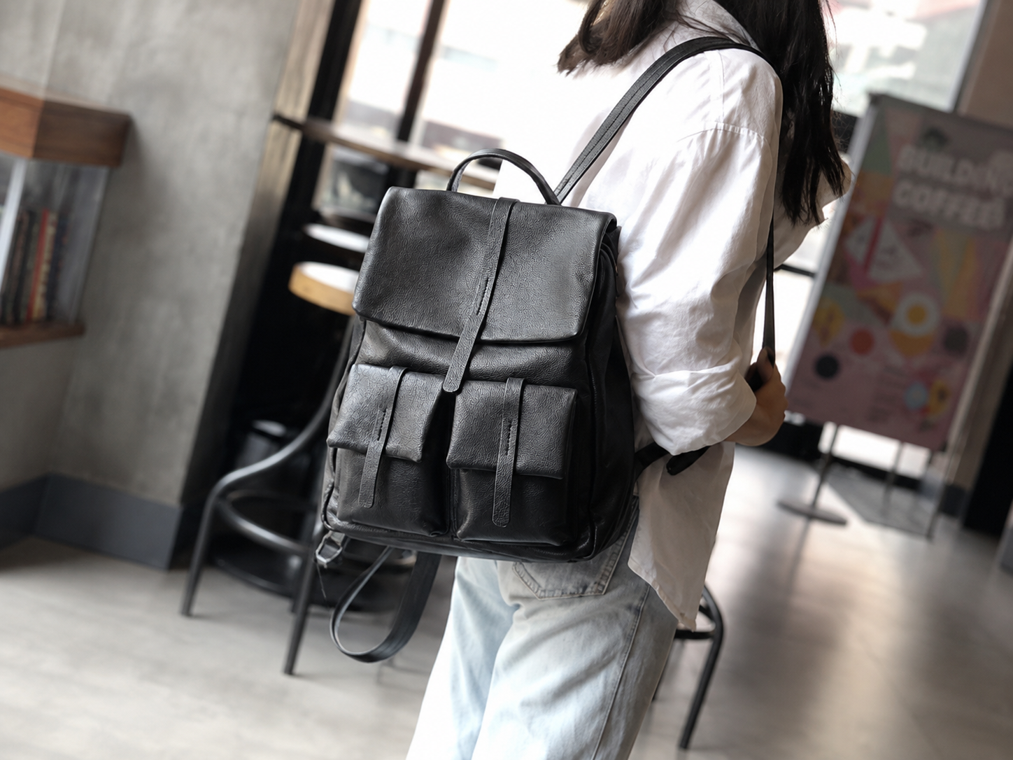 Women Full Grain Leather Backpack, Leather Laptop Backpack Purse, City School Bag