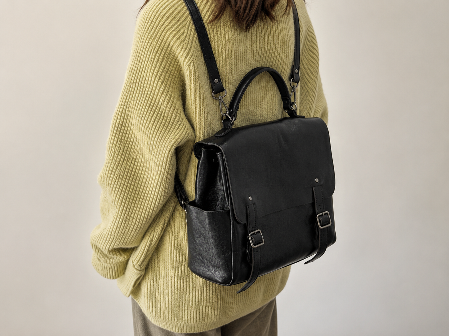 Vintage Womens Leather Backpack, Handmade Full Grain Leather Backpack for School