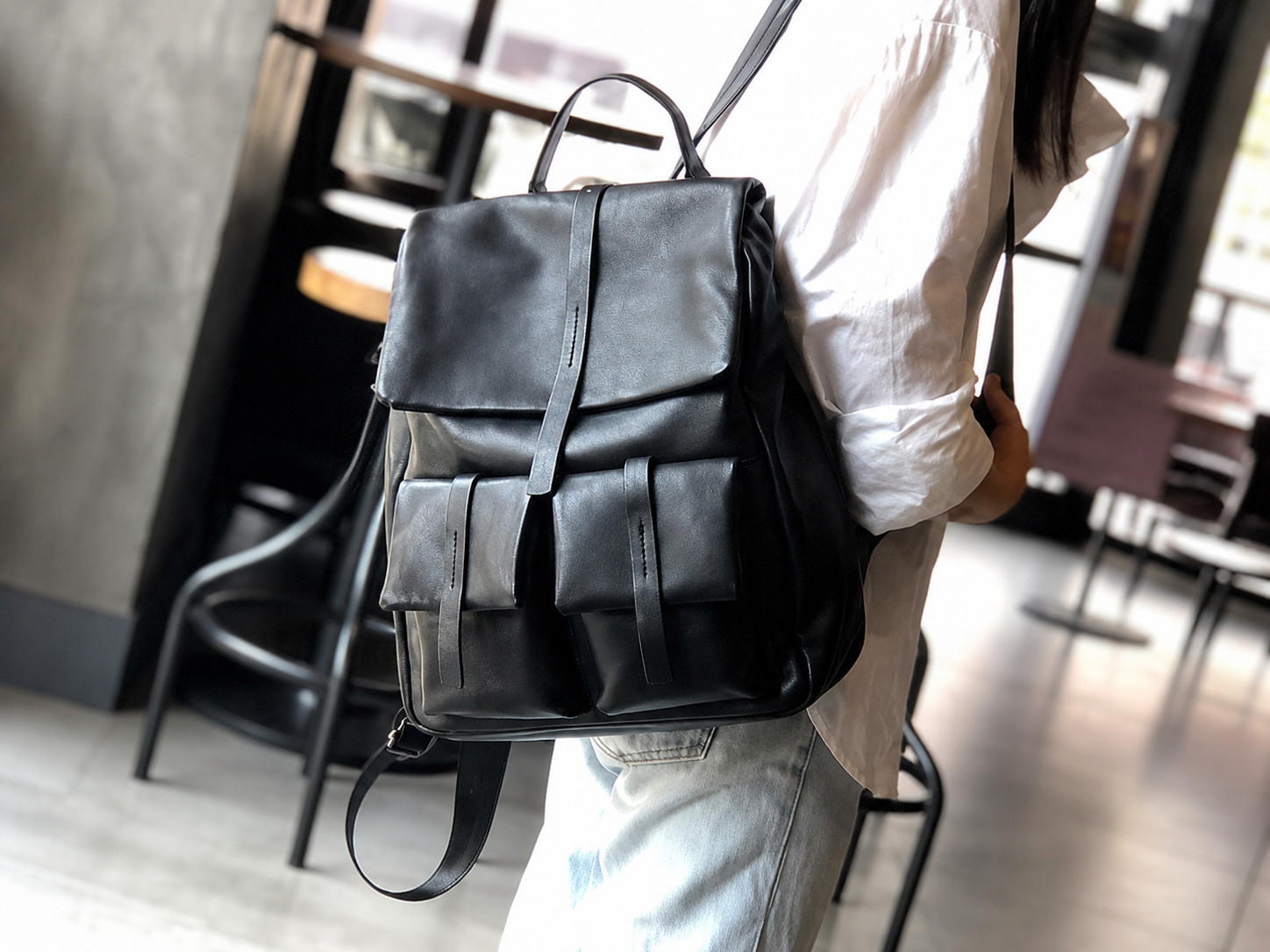 Stylish Full Grain Leather Backpack Natural Cow Leather Travel Backpack Women School