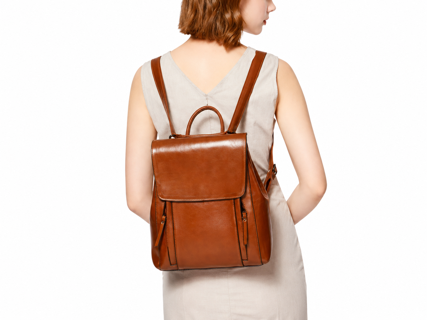 Top Grain Leather Backpack For Women, Female Leather Designer Backpack, Stylish School Backpack