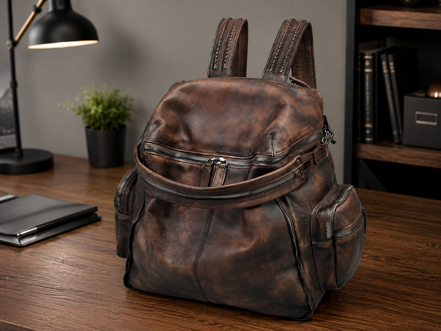 Vintage Leather Women Backpack, School Backpack, Designer Handbag AK10