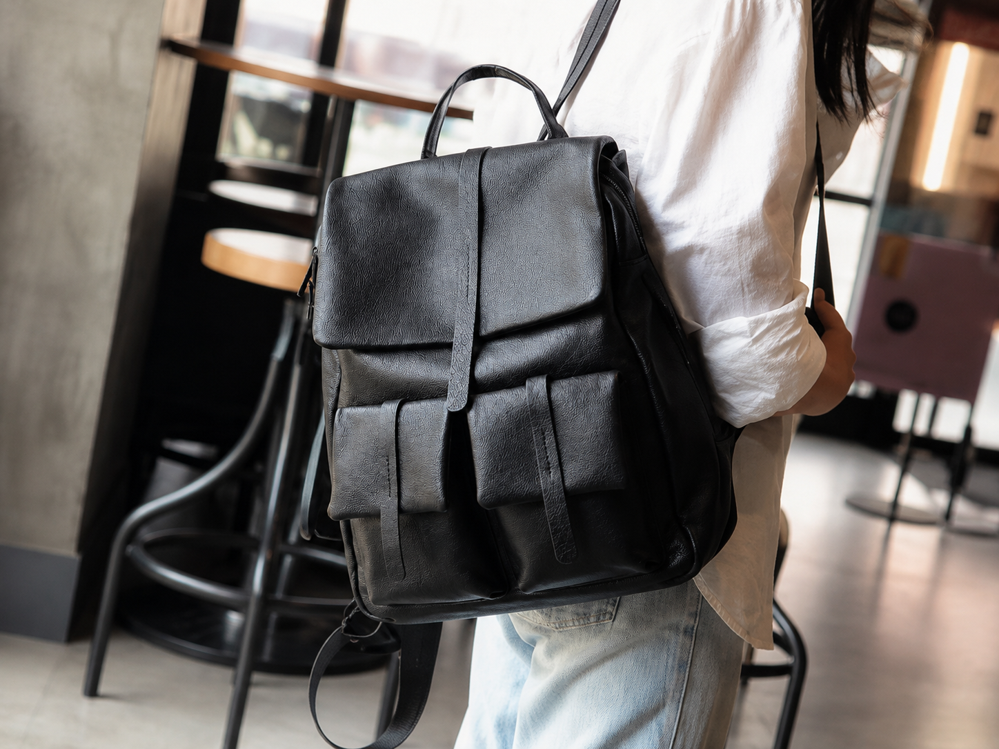 Stylish Full Grain Leather Backpack, Natural Cow Leather Travel Backpack, Women Leather School Backpack