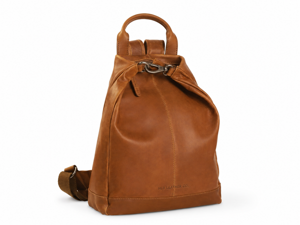 Leather Backpack Cognac Saar for College