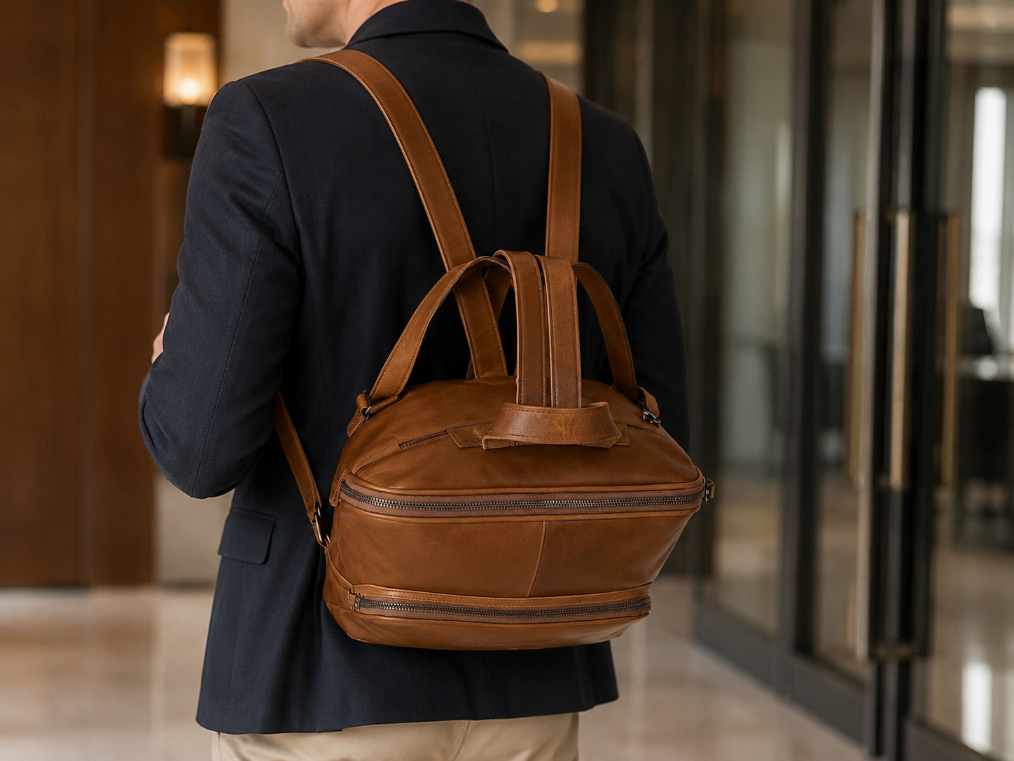 Leather Backpack Cognac Naomi