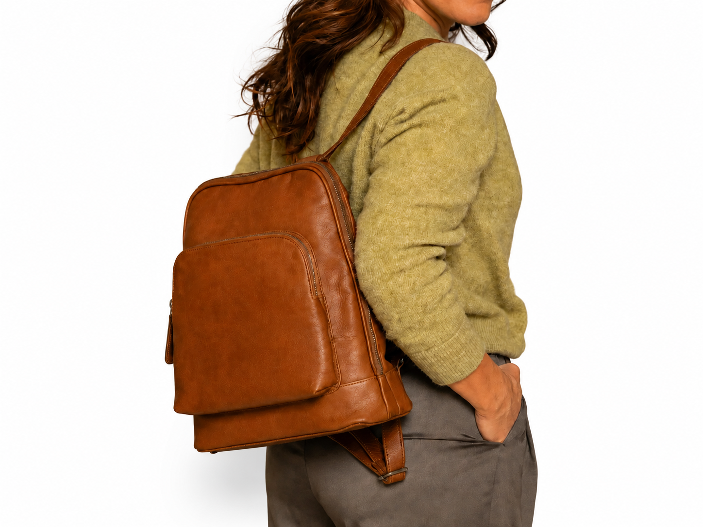 Leather Backpack Cognac Naomi