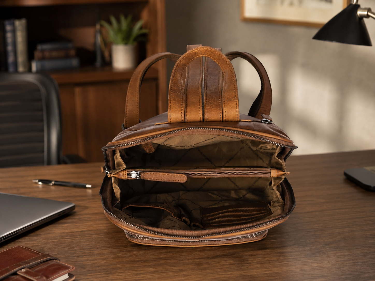 Leather Backpack Cognac Naomi