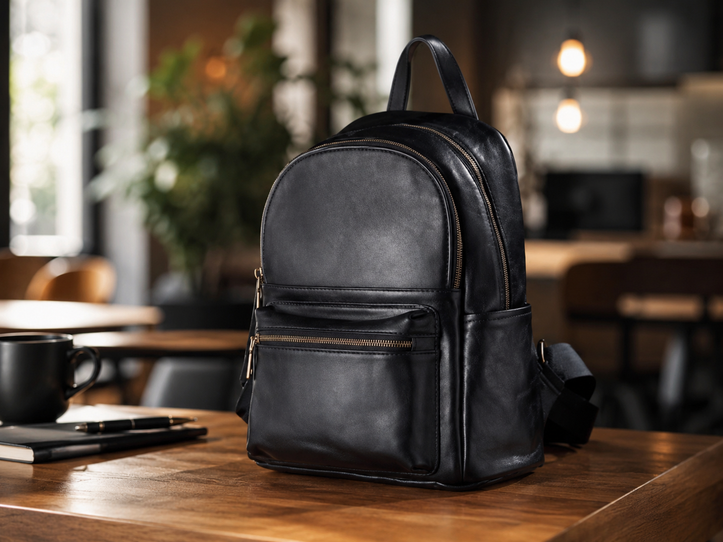 Women's Full Grain Leather Backpack, Genuine Leather College Bag for Work or Travel