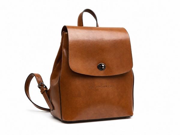 Women's Top Grain Leather Backpack Simple Style City Backpack Natural Cowhide Leather Rucksack