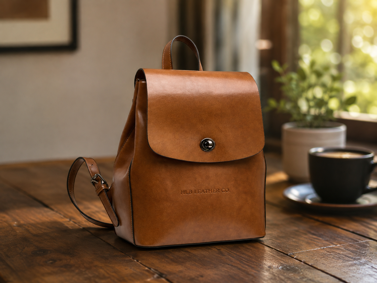 Women's Top Grain Leather Backpack Simple Style City Backpack Natural Cowhide Leather Rucksack