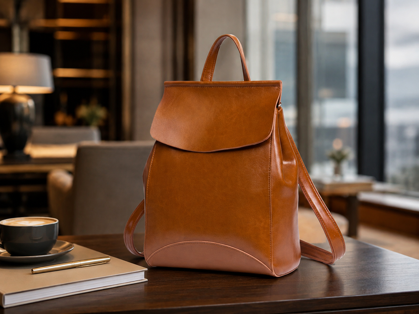 Vintage Leather College Backpack, Shoulder Bag, Fashion Handbags For Women