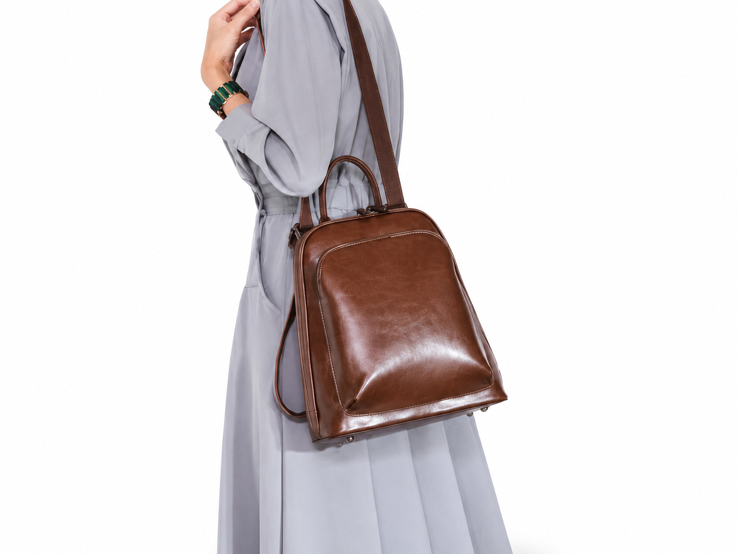 Full Grain Leather Backpack Purse, Designer Backpack, Natural Leather Fashion Backpack Gift For Her
