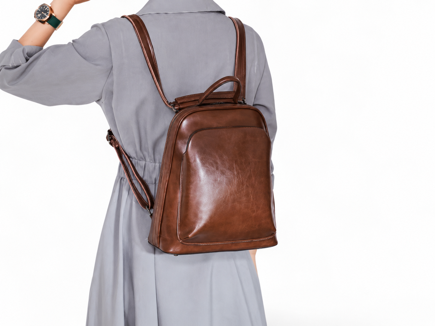 Full Grain Leather Backpack Purse, Designer Backpack, Natural Leather Fashion Backpack Gift For Her