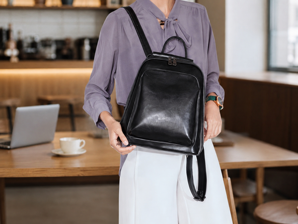 Full Grain Leather Backpack Purse, Designer Backpack, Natural Leather Fashion Backpack Gift For Her