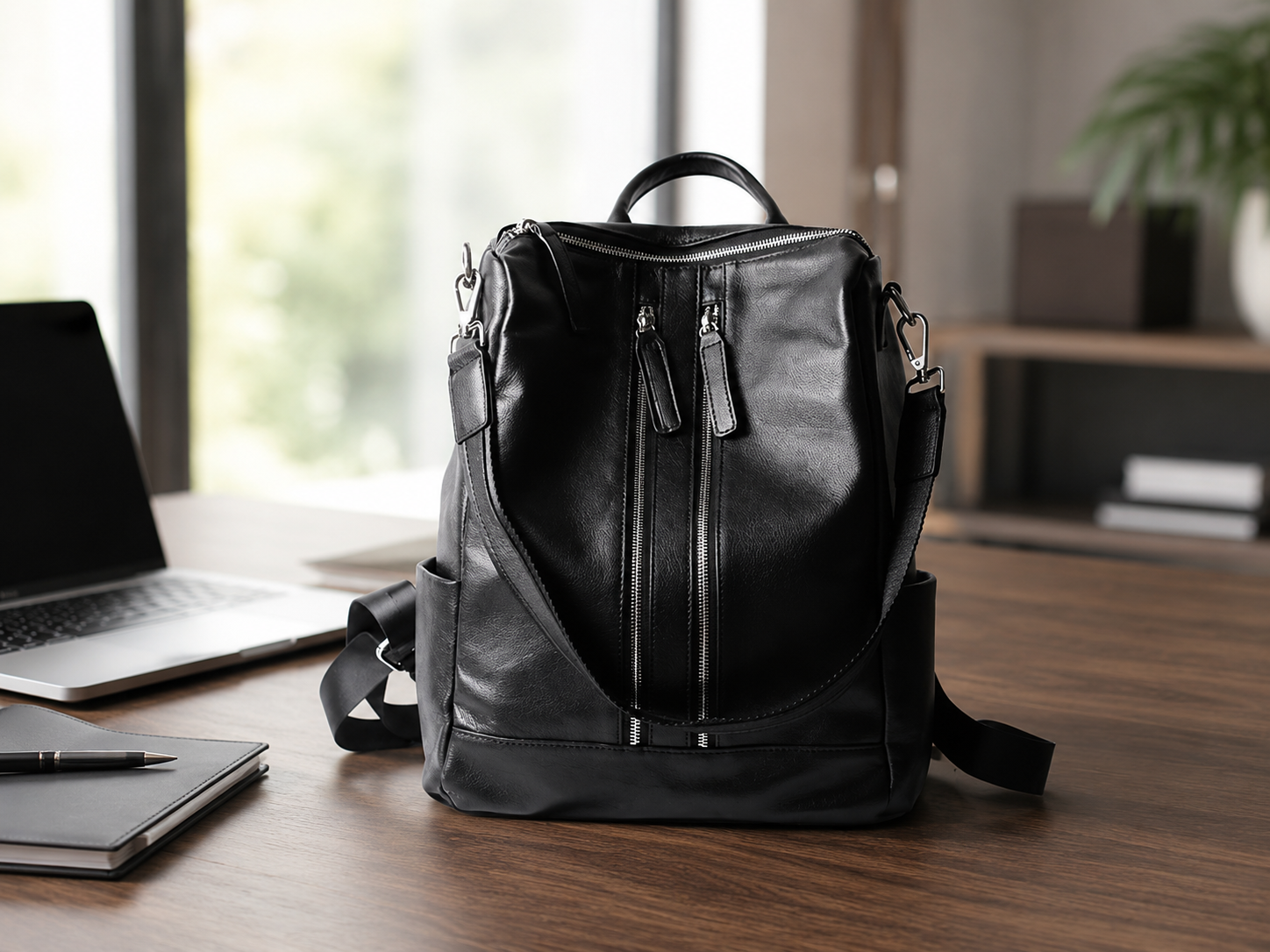 Women Leather Shoulder Bag, Convertible Backpack, Full Grain Leather Backpack Purse