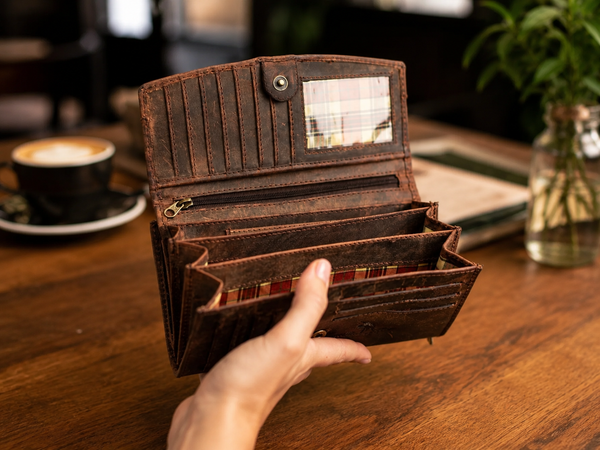 Alice Women's Full-Grain Leather Wallet – RFID 20-Card & Coin Organizer