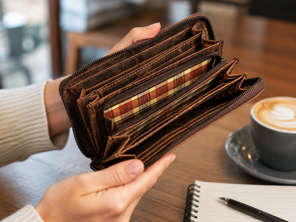 Candice Full-Grain Leather Zip Wallet – RFID 12-Card & Cash Organizer
