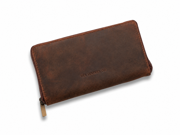 Candice Full-Grain Leather Zip Wallet – RFID 12-Card & Cash Organizer