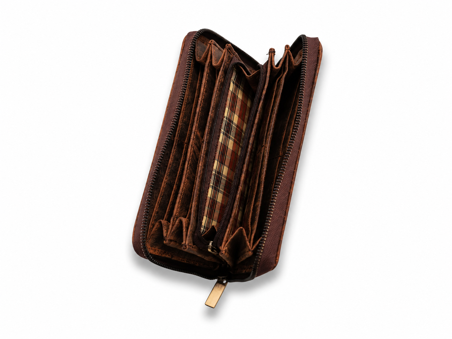 Candice Full-Grain Leather Zip Wallet – RFID 12-Card & Cash Organizer