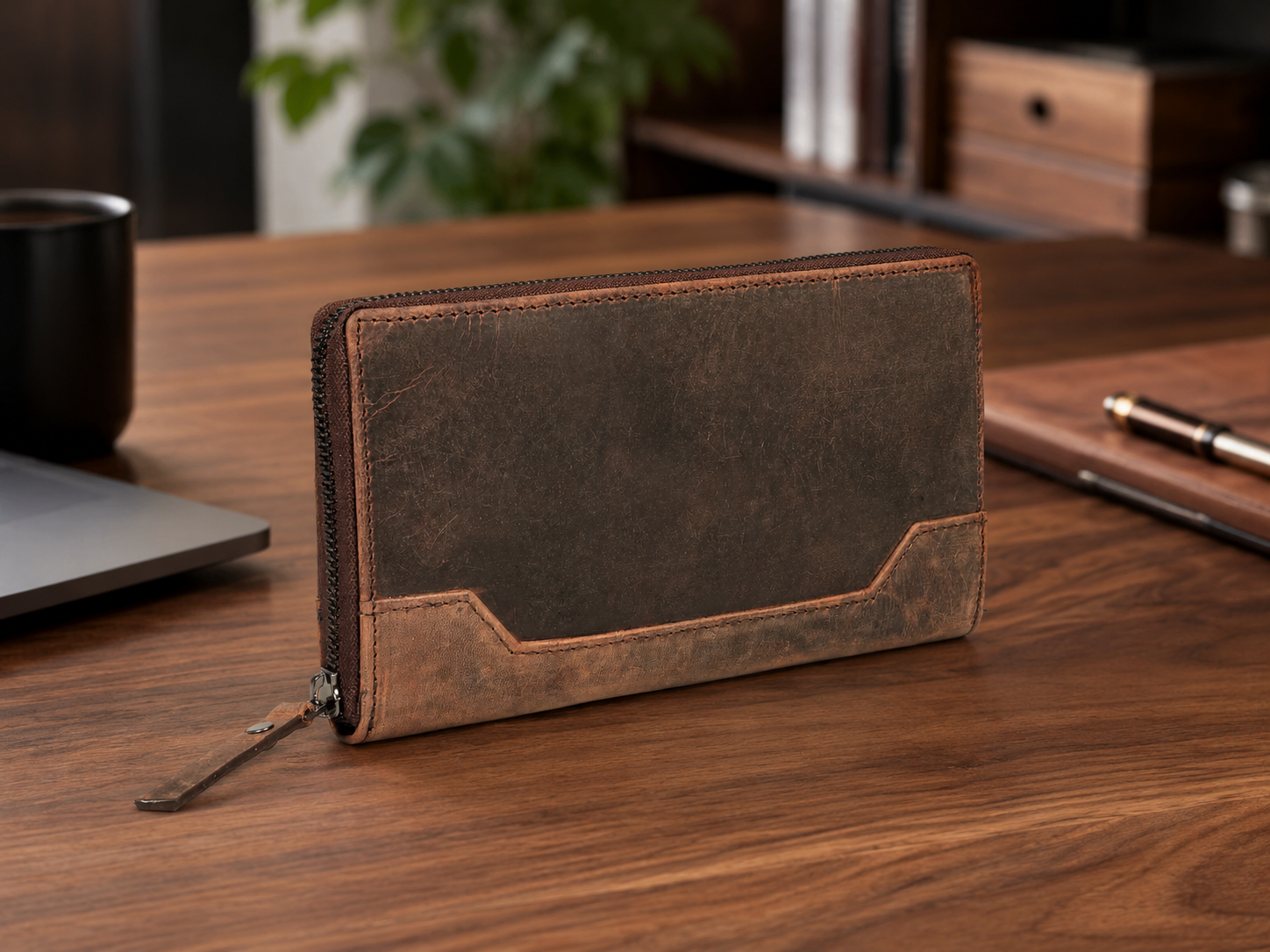 Seine Vintage Brown Full-Grain Leather Wallet – Card, Cash & Coin Organizer