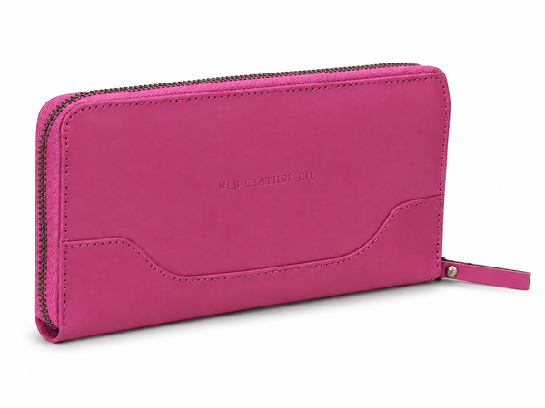 Seine Pink Full-Grain Leather Wallet – Card, Cash & Coin Organizer