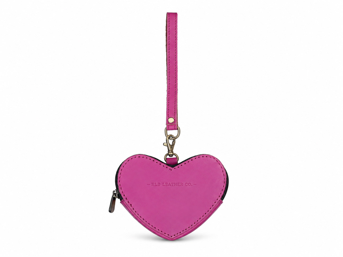Full-Grain Buffalo Leather Heart Wristlet – Compact Everyday Clutch