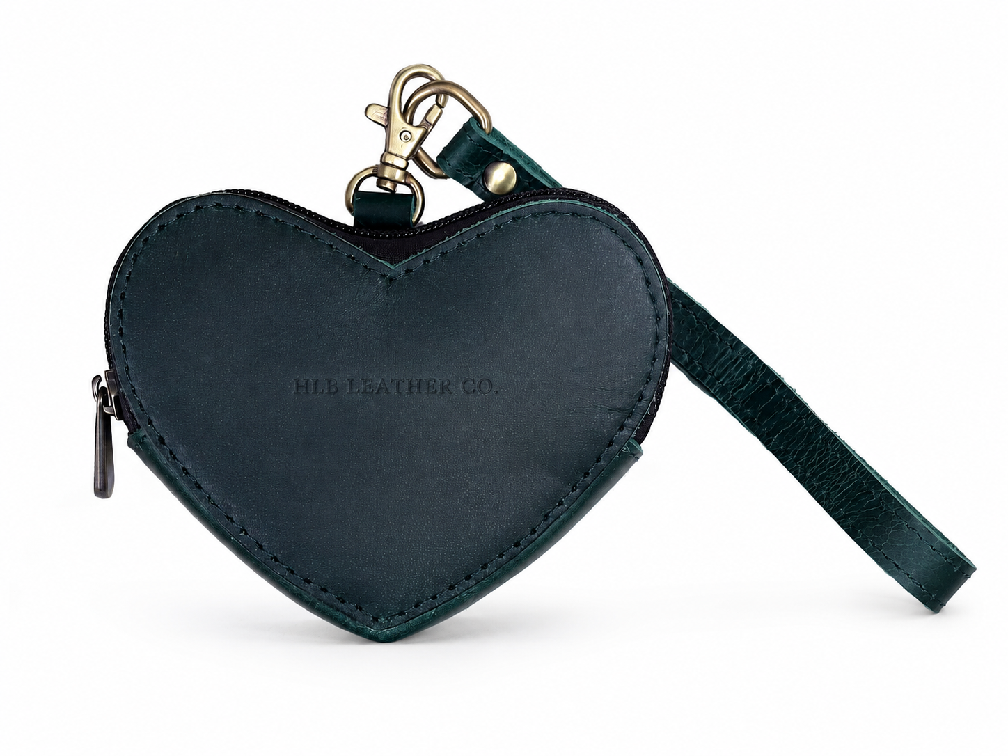 Full-Grain Buffalo Leather Heart Wristlet – Compact Everyday Clutch