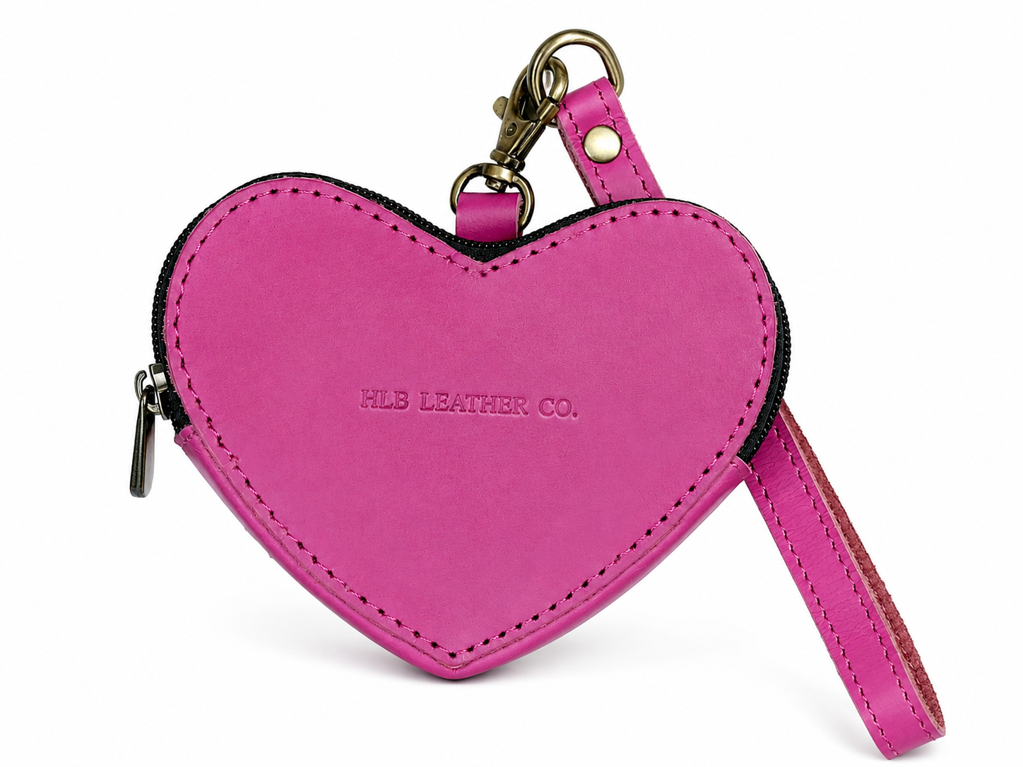 Full-Grain Buffalo Leather Heart Wristlet – Compact Everyday Clutch