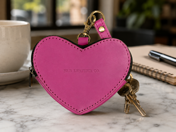 Full-Grain Buffalo Leather Heart Wristlet – Compact Everyday Clutch