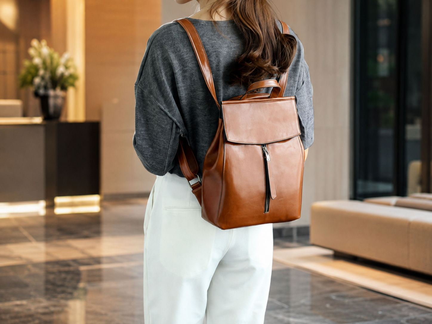 Full Grain Leather Backpack Purse for Women, Stylish Leather Backpack, Gift for Her