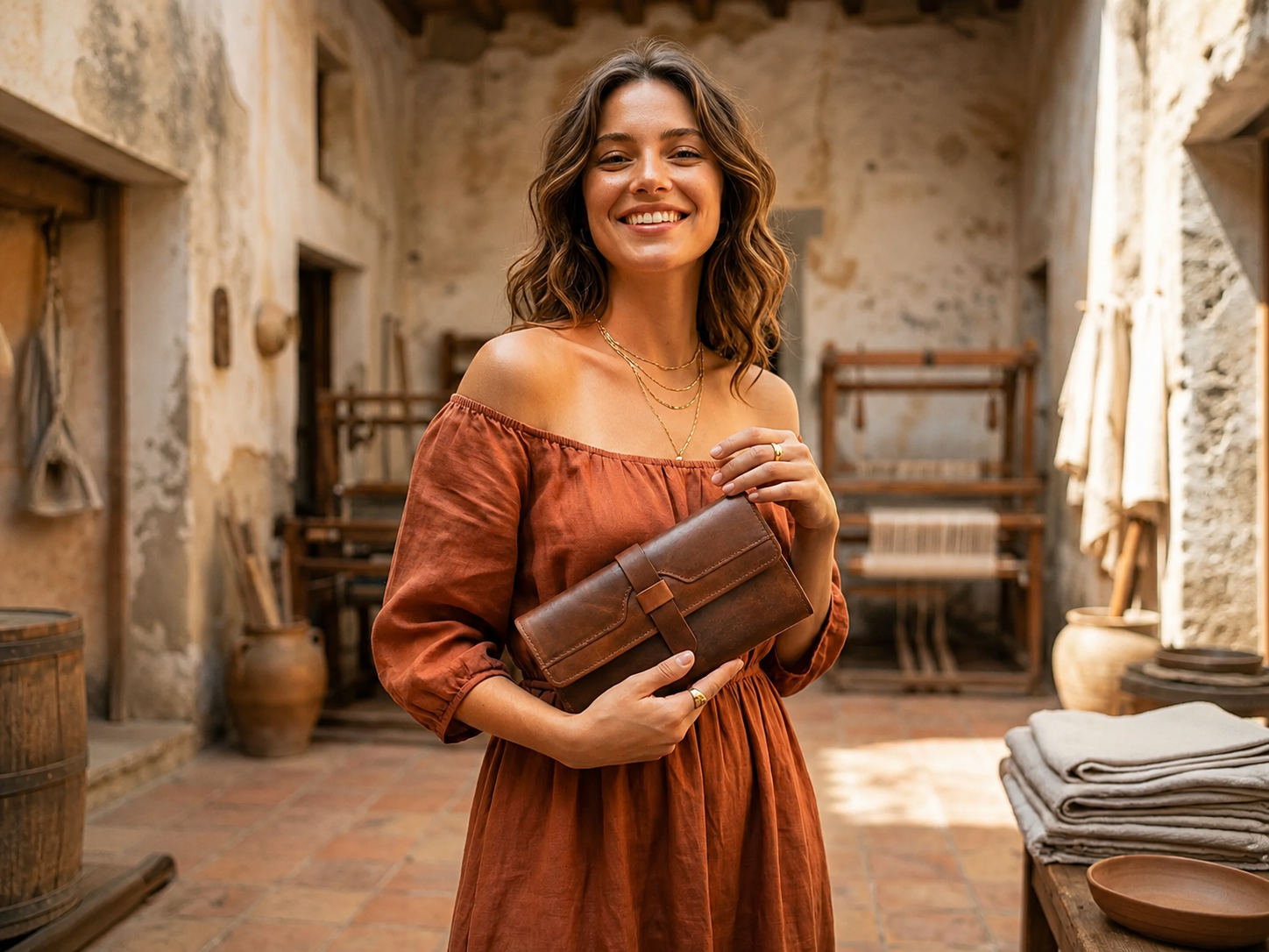 Mesa Brown Hand-Tooled Leather Clutch – Full-Grain Handmade Wallet