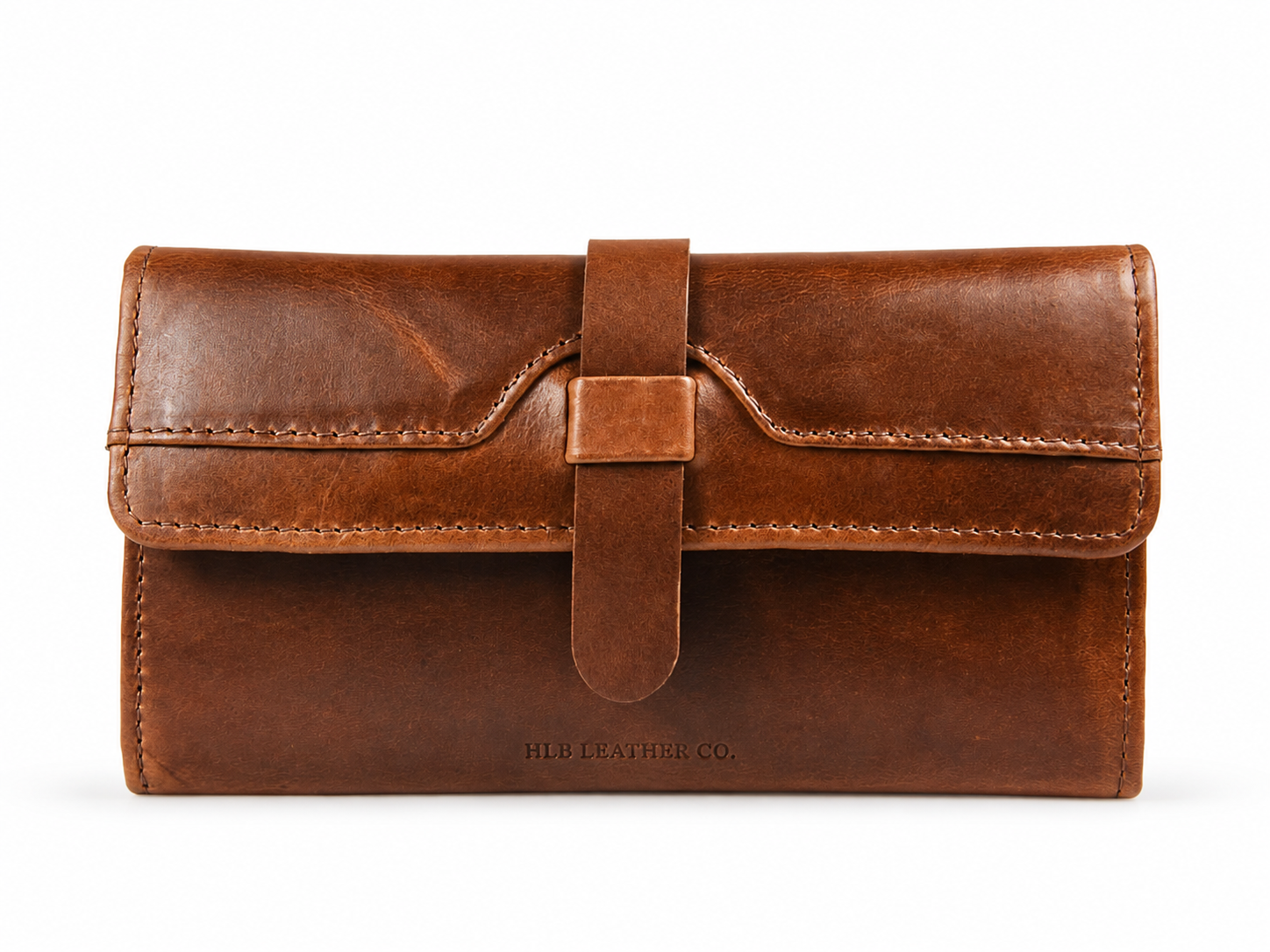 Mesa Brown Hand-Tooled Leather Clutch – Full-Grain Handmade Wallet