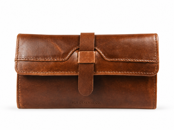 Mesa Brown Hand-Tooled Leather Clutch – Full-Grain Handmade Wallet