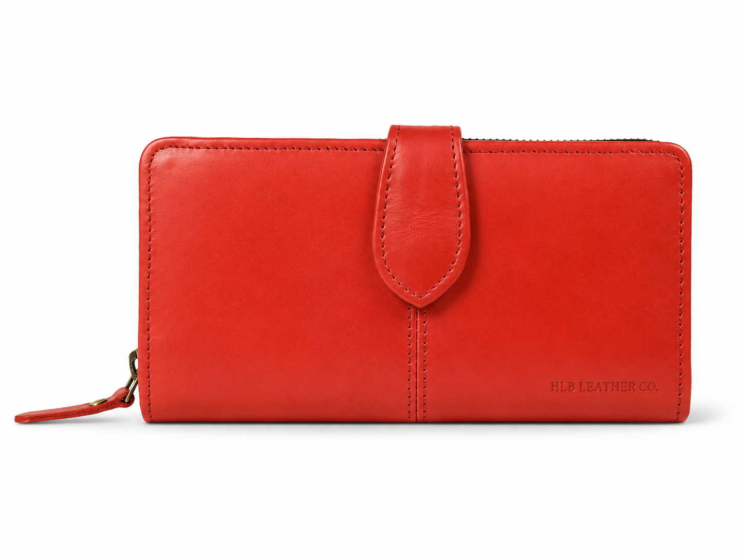 Raleigh Currant Hand-Tooled Leather Clutch – Full-Grain Handmade Wallet