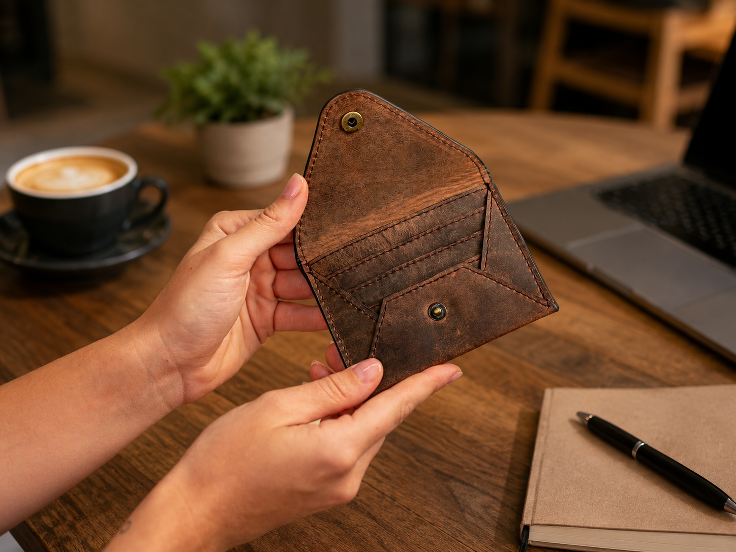 Donta Women's Full-Grain Leather Wallet – Slim Card & Cash Organizer